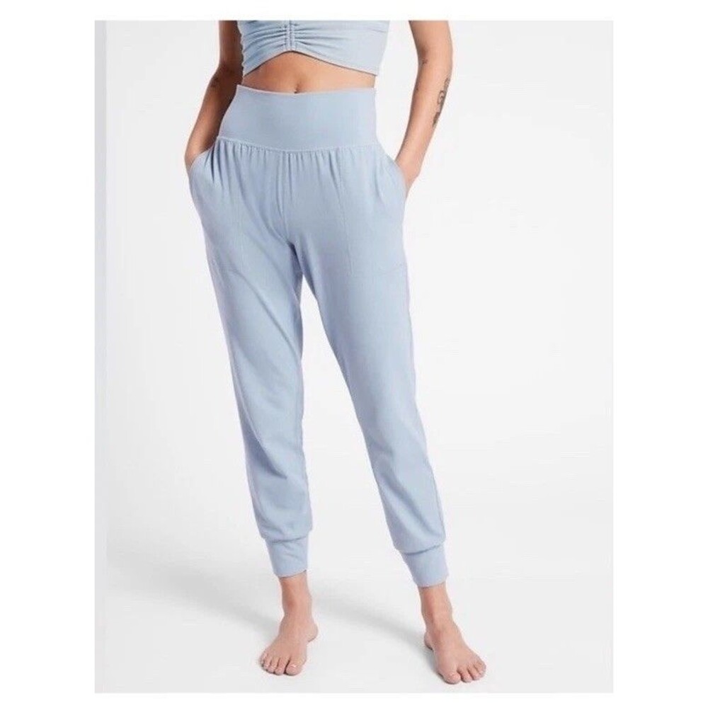 Athleta Salutation Jogger Women Light Blue PowerVita High Rise Yoga Size XL